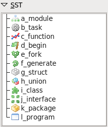 Verilog hierarchy type icons in SST frame