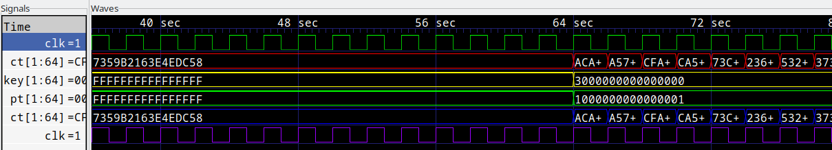 Click clk in Signals frame