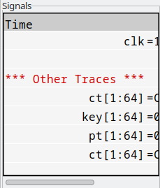 Signals frame with scrollbar