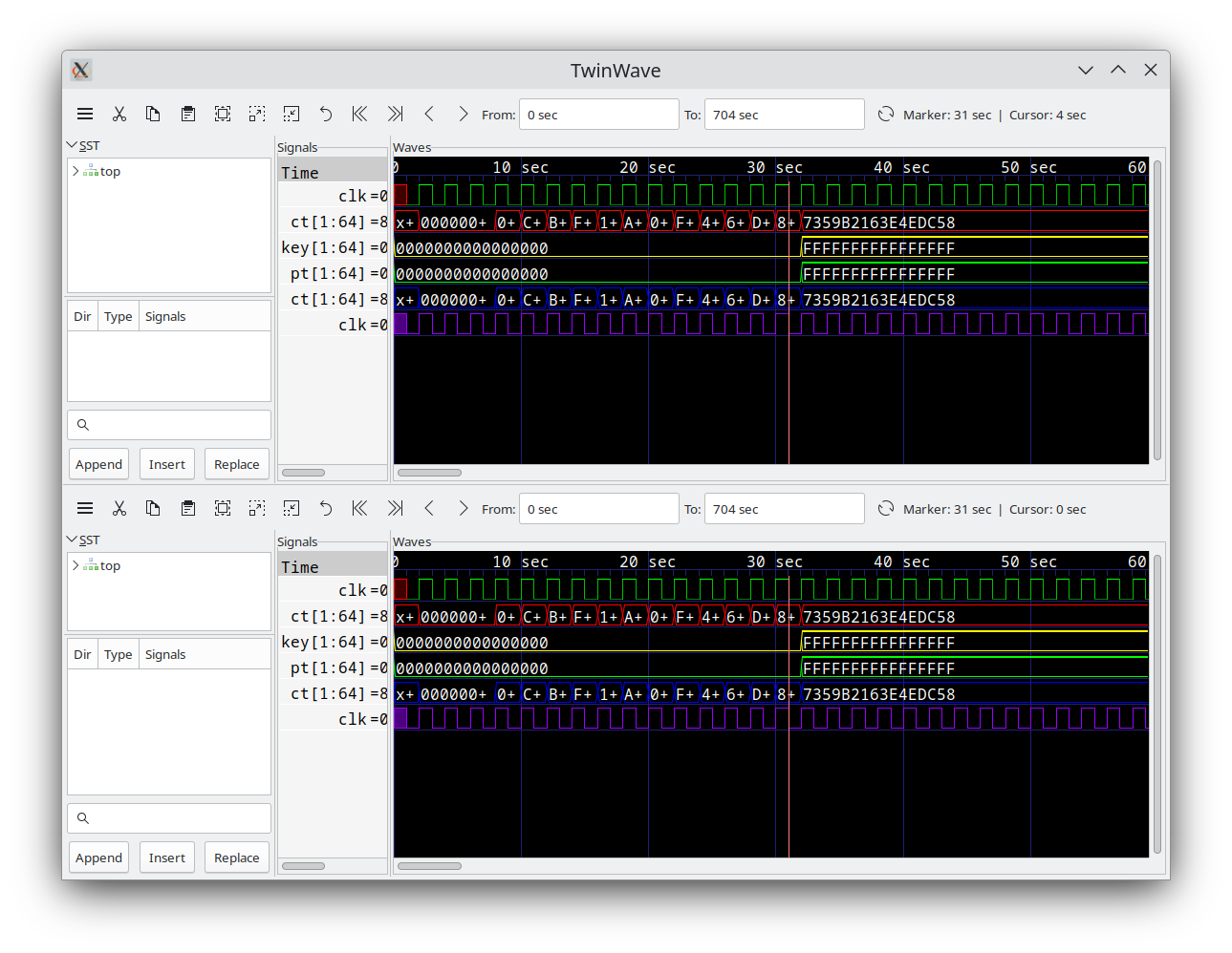 TwinWave managing two GTKWave sessions in a single window